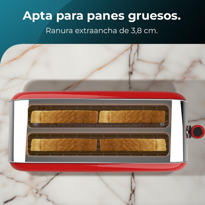 Cecotec Vertikaler Toaster Toastin' time 1500 Red Lite, 1500W Leistung, Kapazität für 4 Toasts, Dopp
