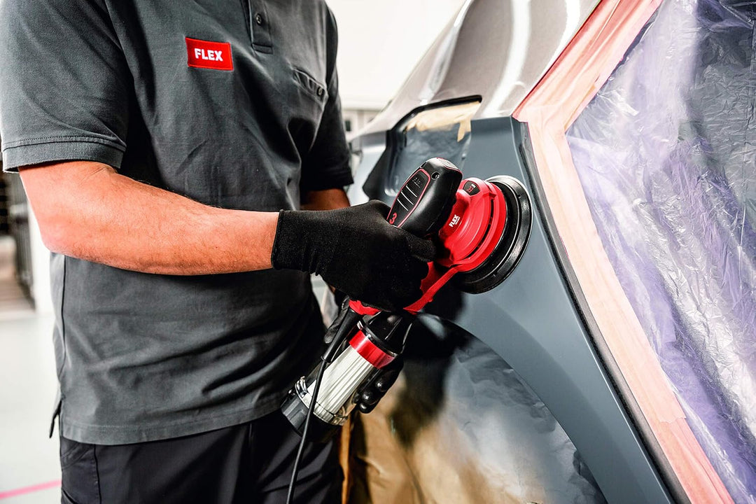 Flex 230/CEE Exzenterschleifer ORE 5-150 EC Set (Schleifmaschine inkl. Koffer + Zubehör, 400 Watt, H