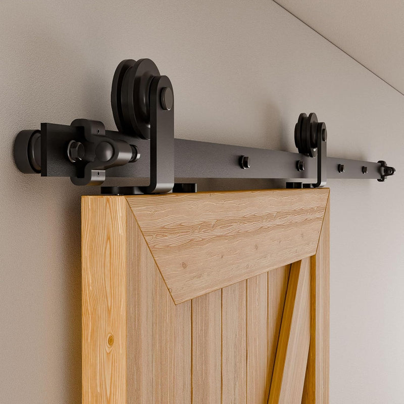 CCJH 1.8m/6ft Schiebetürbeschläge Schiebetüren Schiebetürsystem Komplettset Laufschiene Rollen Set S
