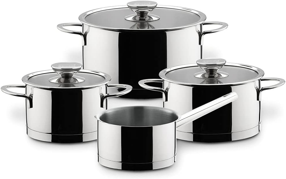 Berndes Milessima Topfset, 4-teilig, Töpfe aus Edelstahl, Induktion, Kochtopfset mit Deckel, für all