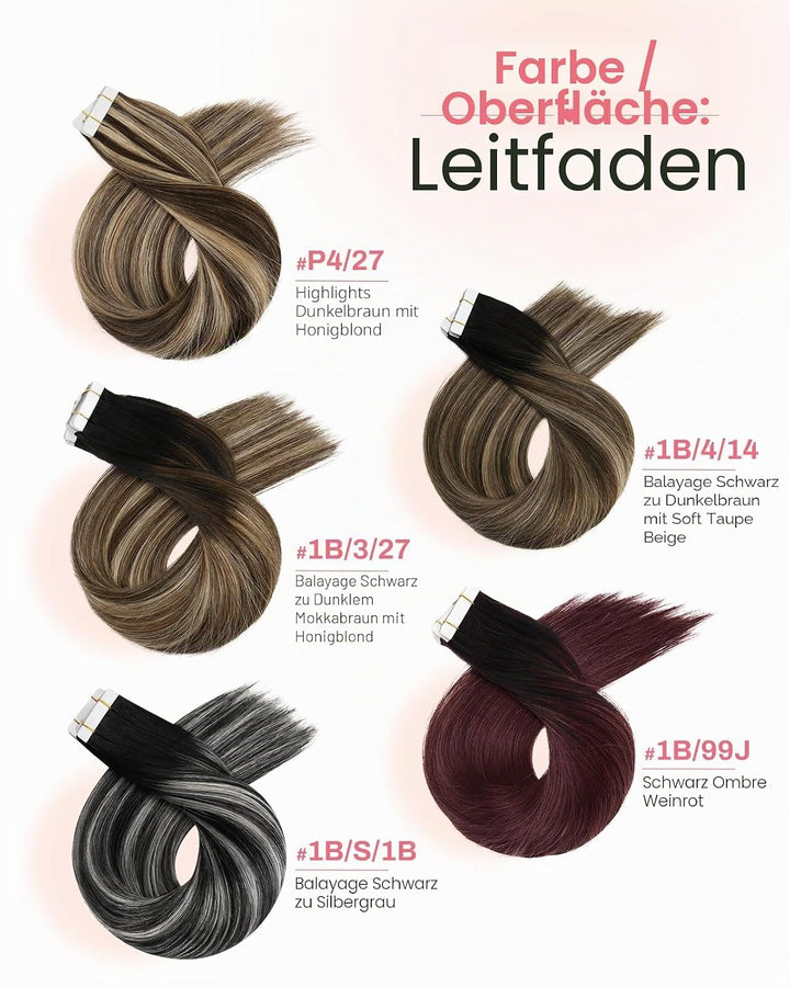 Moresoo Tape in Extensions Echthaar Dunkelbraun Invisible Tape Extensions Haarverlängerung Echthaar