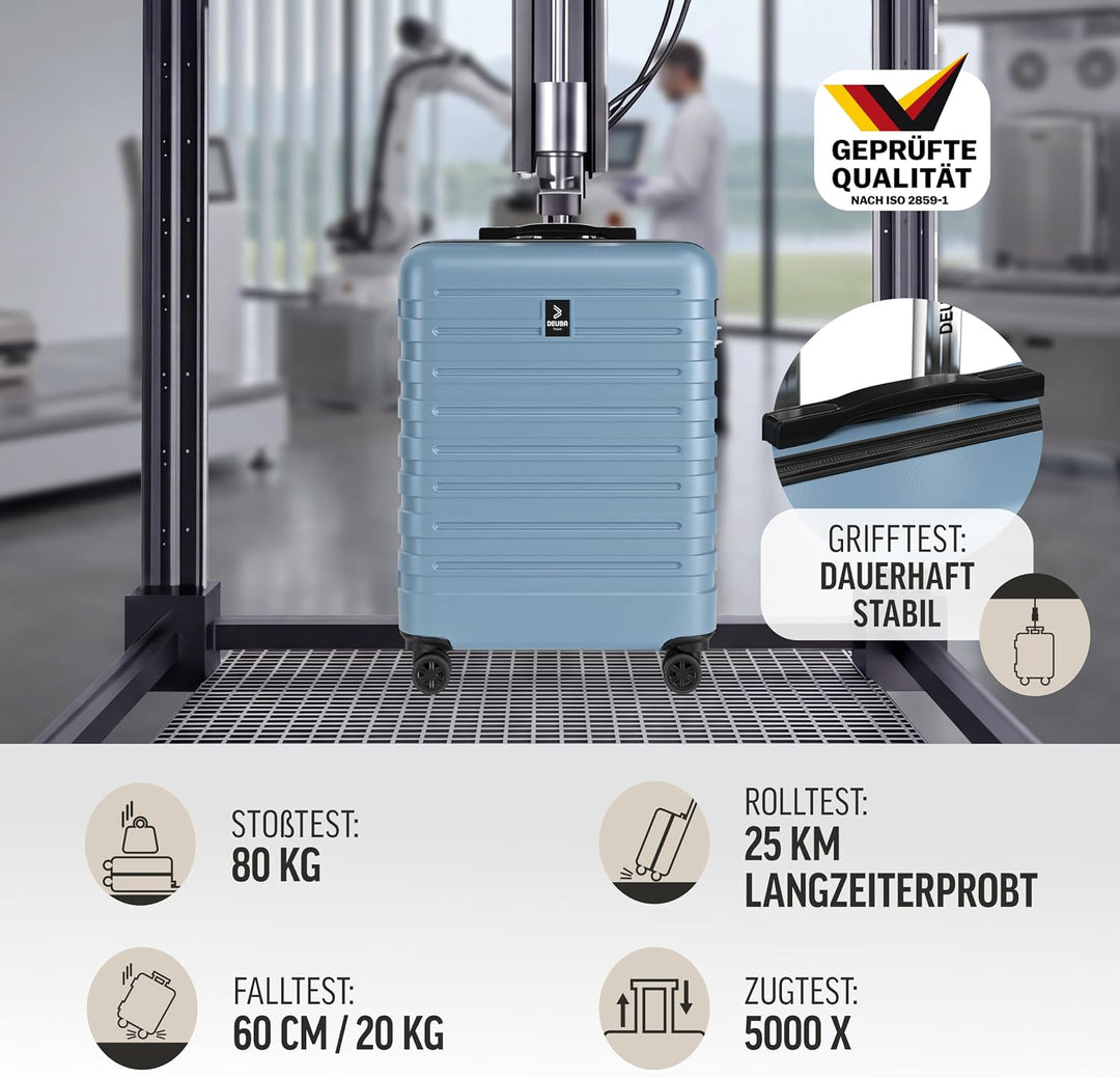 DEUBA® TRAVEL Koffer Set 3tlg 55x40x20 Sicherer Stauraum Kreuzgurt PVC Fach Reisekoffer Gross Trolle