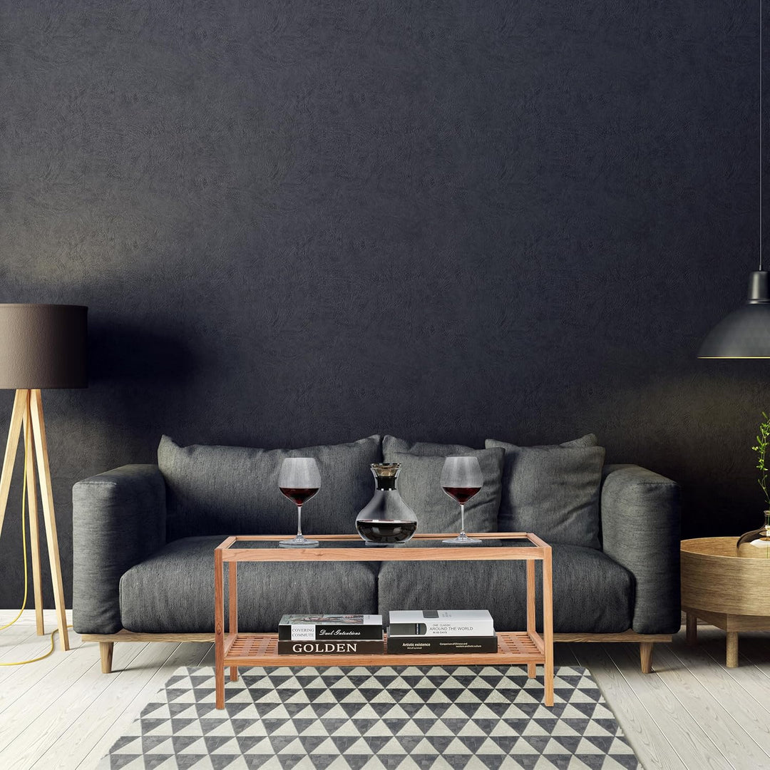 Relaxdays Beistelltisch, Wohnzimmertisch mit Glasablage, HBT 40x80x40 cm, Ablagetisch Walnussholz, K