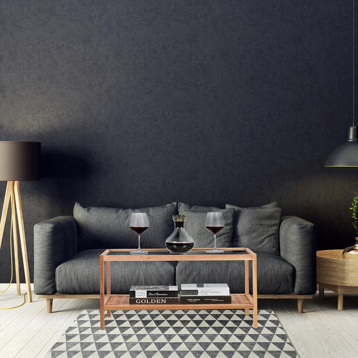 Relaxdays Beistelltisch, Wohnzimmertisch mit Glasablage, HBT 40x80x40 cm, Ablagetisch Walnussholz, K