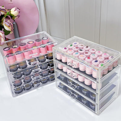 4 Tier Nail Art Dekoration Aufbewahrungsbox Transparent Acryl Nail Art Schmuck Zubehör Aufbewahrungs