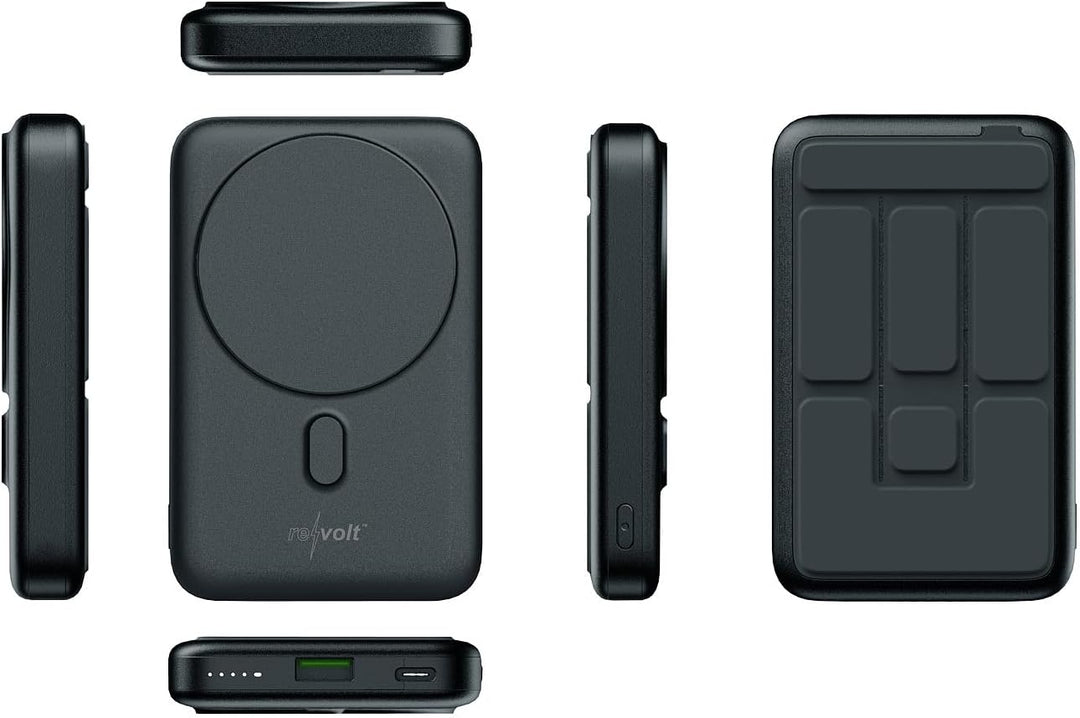 revolt Akku Powerbank: Magnetische Powerbank mit 10-Watt-Falt-Solarpanel, Qi, 10.000 mAh (mit Qi-Lad
