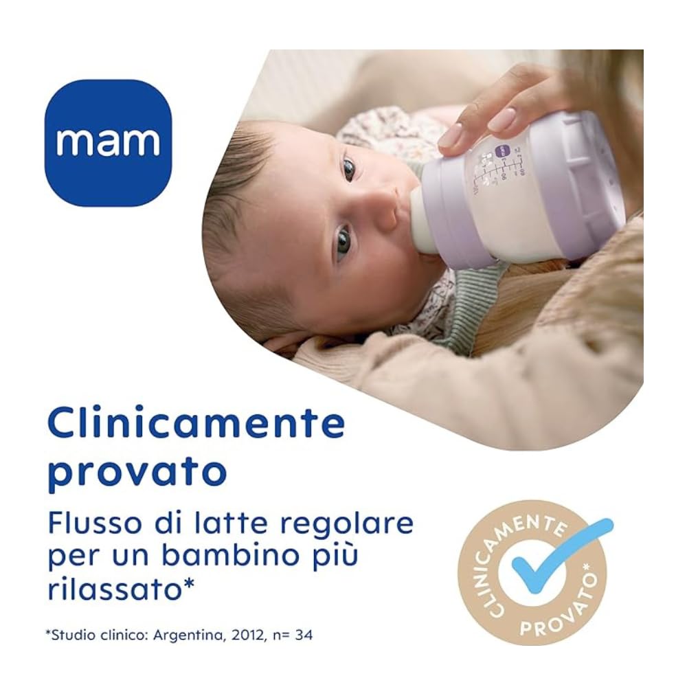 MAM Easy Start Babyflasche, 160 ml (2er-Set), Set mit 2 Anti-Kolik-Flaschen für gemischtes Stillen,