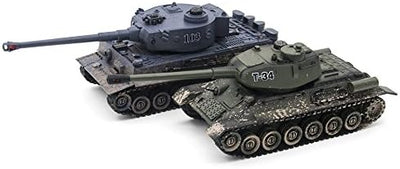 s-idee® 01919 2 x Battle Panzer 1:28 German Tiger T-34 mit integriertem Infrarot Kampfsystem 2.4 Ghz