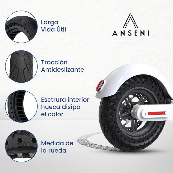 ANSENI Vollreifen 10X2,5 Ersatzreifen für Segway Ninebot G30 Max,G30/ G30E/G30LP,60/70-6.5 Solide Re