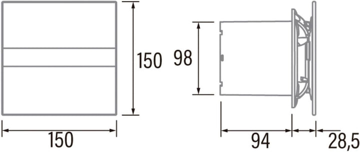 Cata E 100 GTH BK Bad-Abzieher, Timer Hygro, 8 W, Schwarz