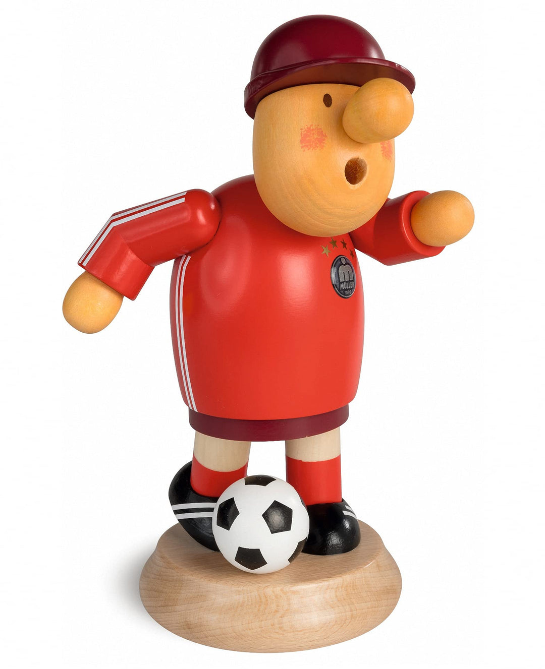 Müller Räuchermann Müllerchen Fussballspieler, 15 cm hoch, original Erzgebirge Seiffen