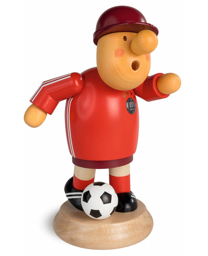 Müller Räuchermann Müllerchen Fussballspieler, 15 cm hoch, original Erzgebirge Seiffen