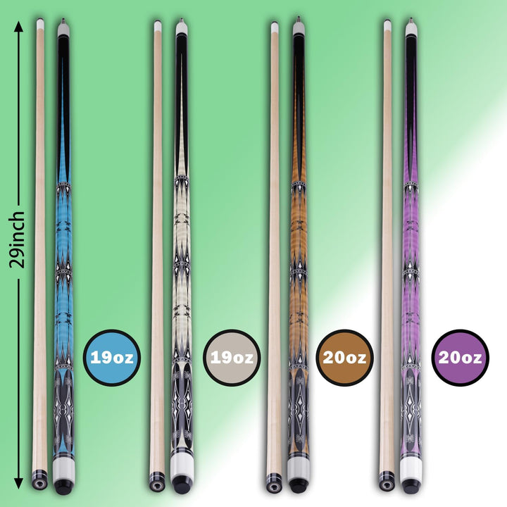 58" Pool Billard Queue with 13mm Tip,19 20 oz Billiard Cue,Schwarz oder Weiss，1/2 Maple Queue Sticks