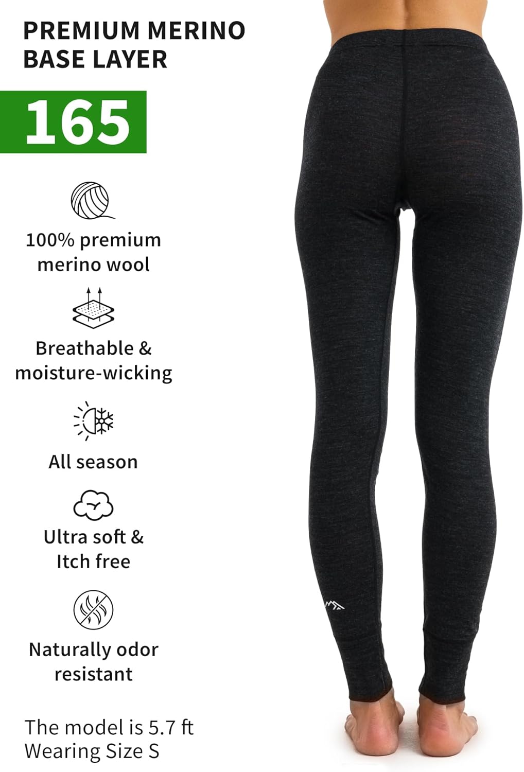 Merino Wolle Thermounterwäsche Damen - Merino Unterhose Damen Merino Leggings + Wollsocken S 165 Hea