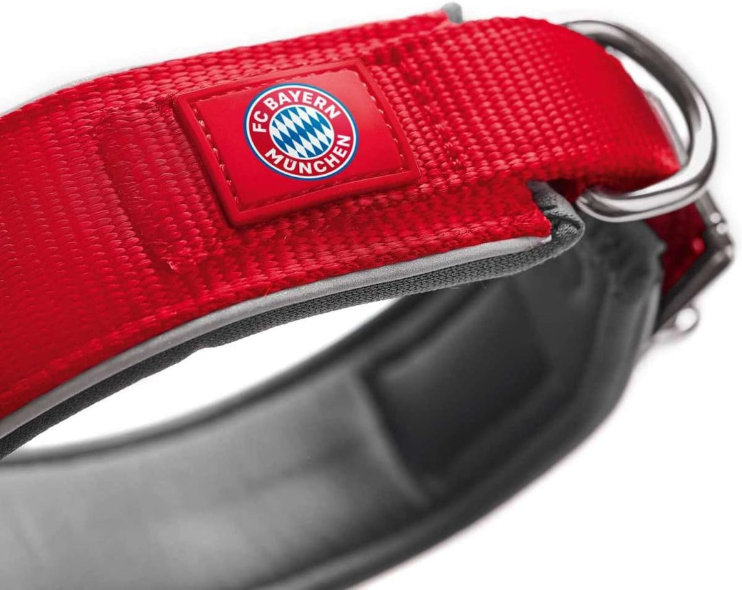 Hunter NEOPREN REFLECT FC Bayern München Hundehalsband, M-L (55), rot/grau Rot M-L (55), Rot M-L (55