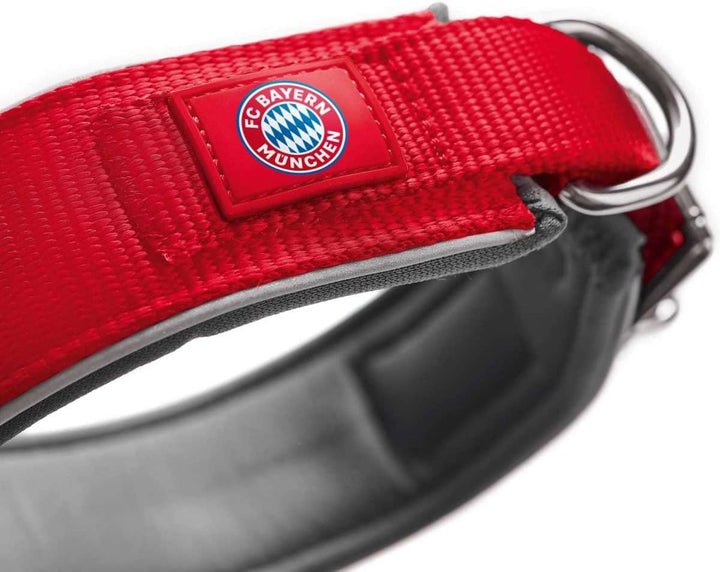 Hunter NEOPREN REFLECT FC Bayern München Hundehalsband, M-L (55), rot/grau Rot M-L (55), Rot M-L (55