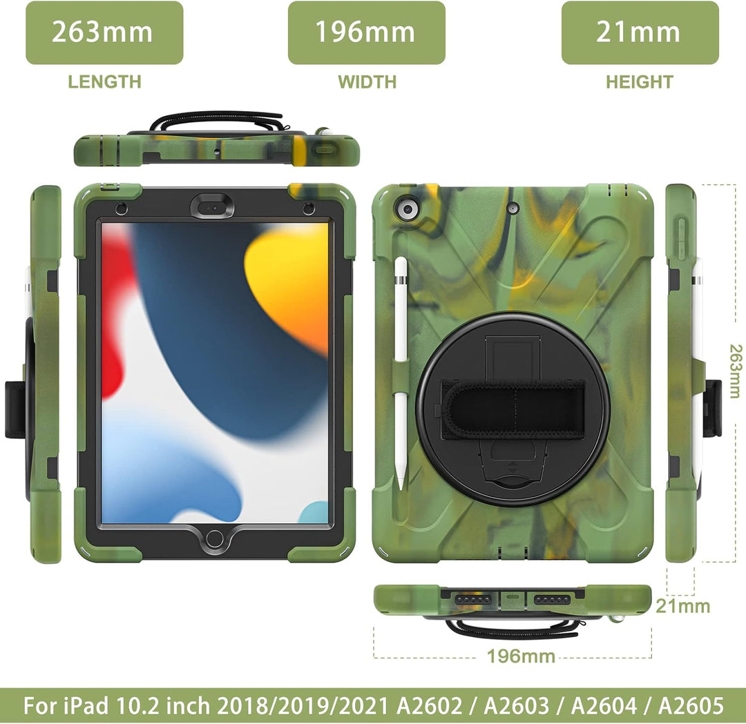 UFinetech iPad 9 Generation Hülle, iPad 10.2 Hülle, iPad Hülle 7./8, 360 Drehbarer Ständer Handschla