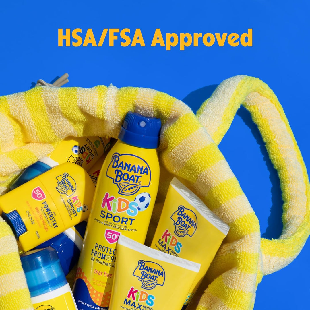 Banana Boat Sunscreen Kids Sport, Tear-Free Broad Spectrum Sunscreen Spray - SPF 50-6 Ounce Twin Pac