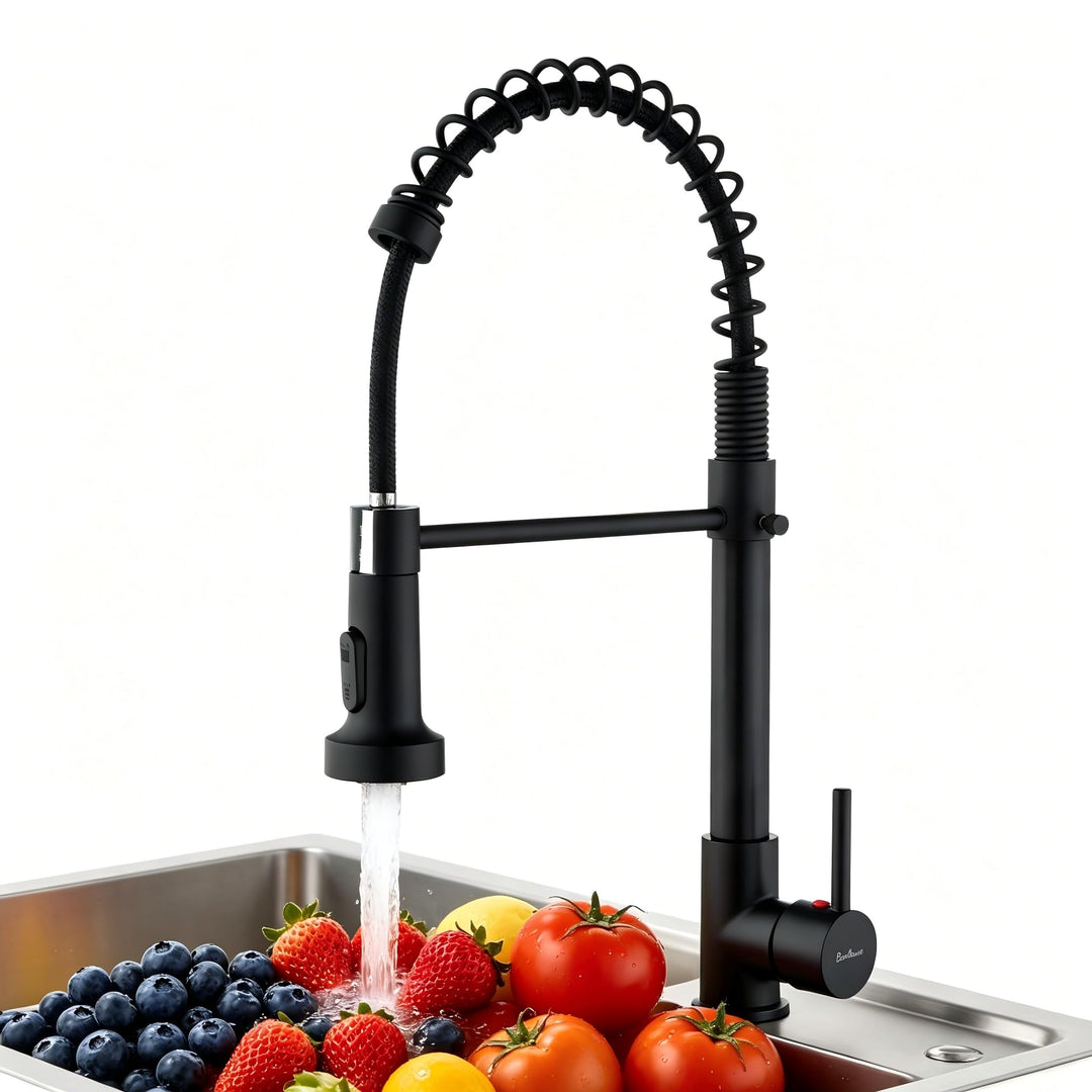 Wasserhahn küche Schwarz hochdruck armatur, kitchen faucet edelstahl mit hohen bogen und herunterzie