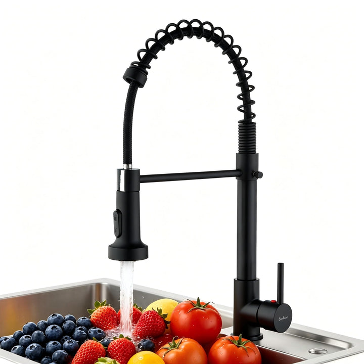 Wasserhahn küche Schwarz hochdruck armatur, kitchen faucet edelstahl mit hohen bogen und herunterzie