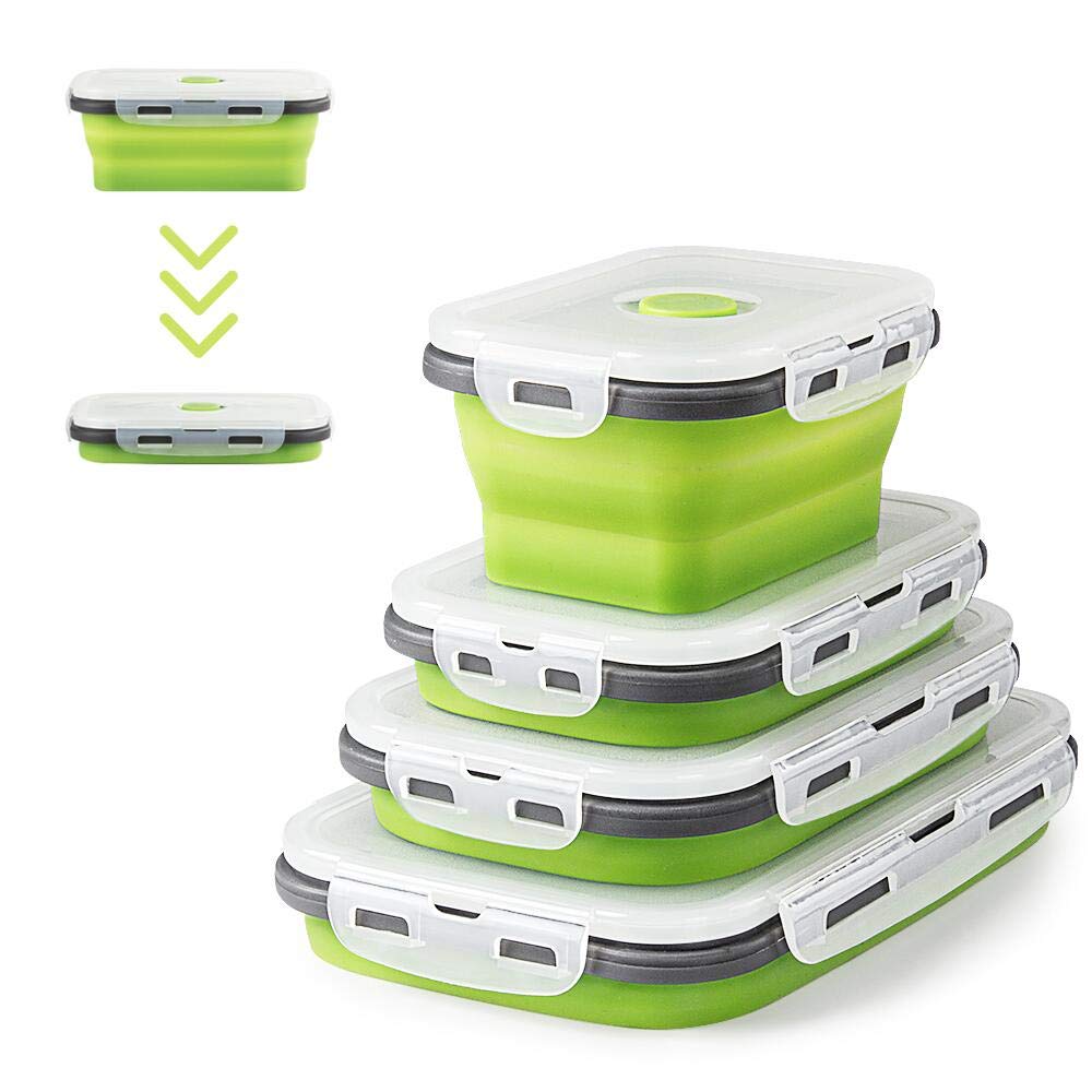 Faltbare Frischhalteboxen 4 PCS Faltbare Frischhaltedosen, Platzsparende Lunchbox für Camping Büro S