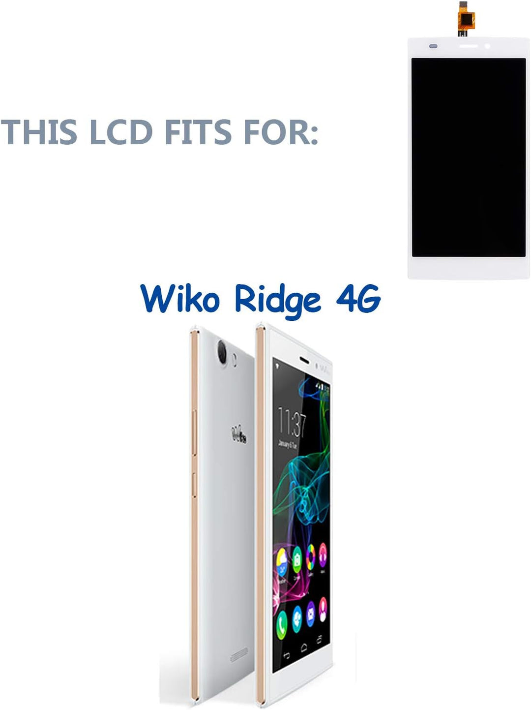 swark LCD Display Compatible with Wiko Ridge 4G Weisse (ohne Rahmen) Touchscreen Bildschirm Digitize