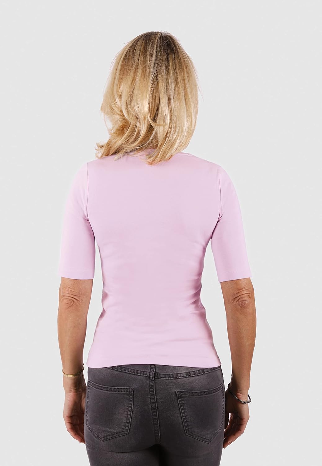 10102 Damen Basic Rundhals (Round-Neck) Halbarm Kurzarm T-Shirt/Jersey Tshirt Oberteile, Basics und