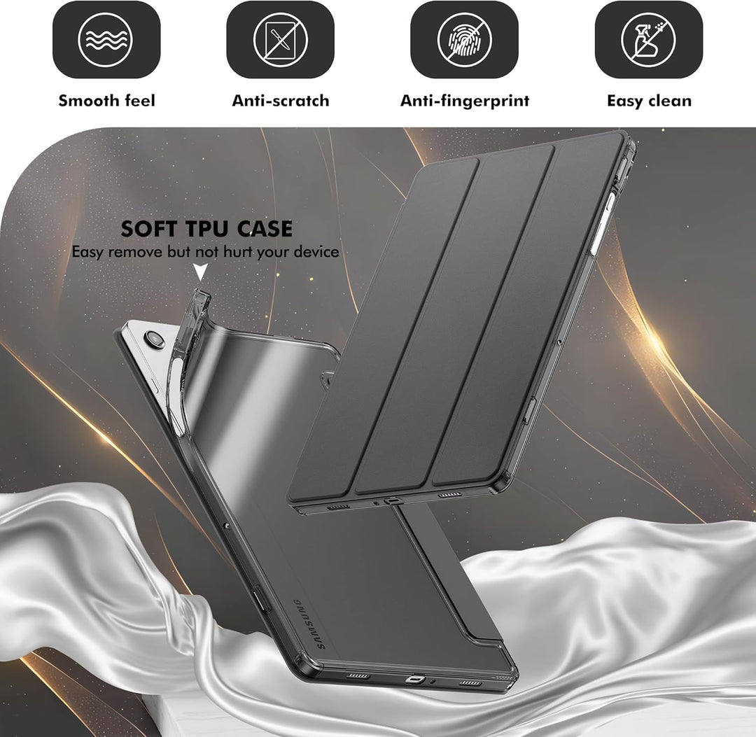 INFILAND Hülle für Samsung Galaxy Tab A11+/A9+ 11 Zoll (2023/2025),Schlanke Standfunktion Kristallkl