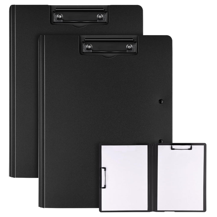 2er Pack Klemmbrett A4, Schreibmappe A4 mit 2 Klemmen, Klemmbrett mit Deckel, Klemmbretter für Büro,