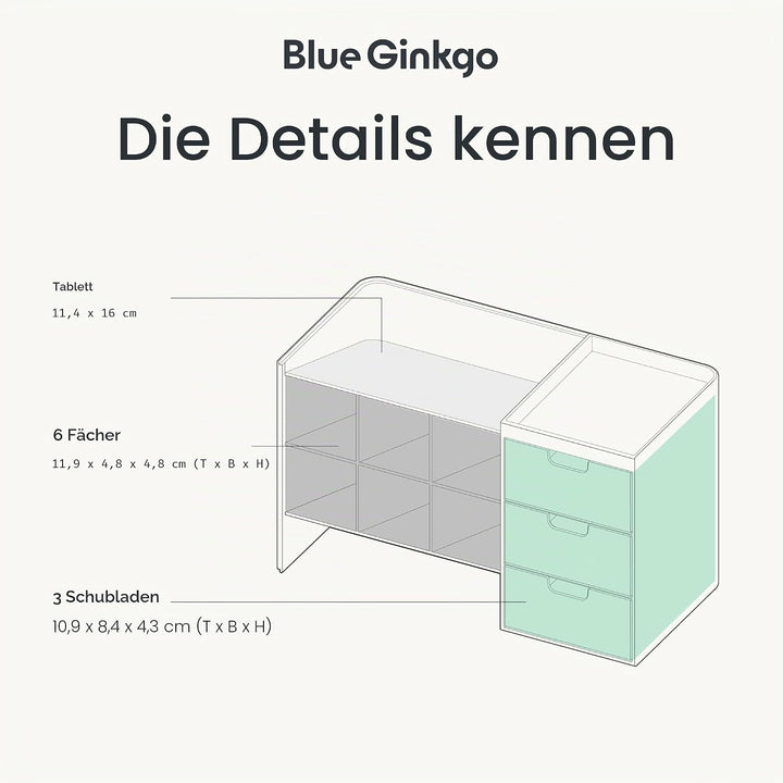 BLUE GINKGO Hive Stack Desk Organizer – Stapelbarer Stiftehalter, Schreibtischorganizer mit Schublad