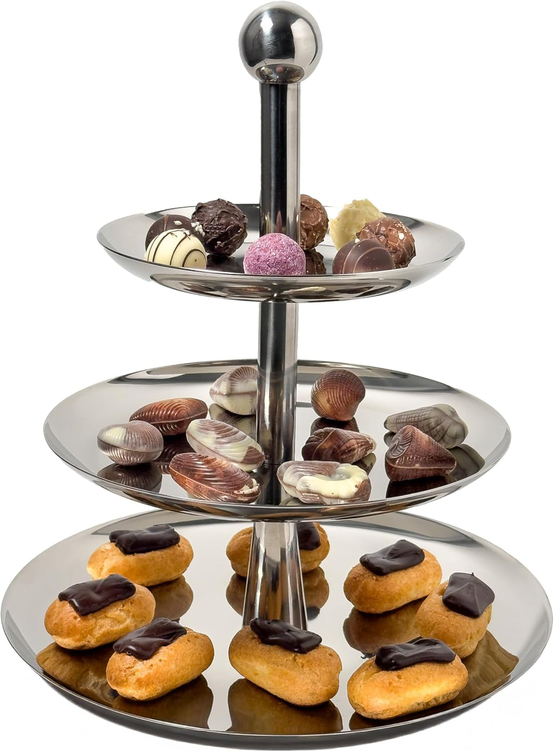 Etagere 3 Etagen aus Edelstahl – Robuster Servierturm für Küche & Buffet – Elegantes Design für Kuch