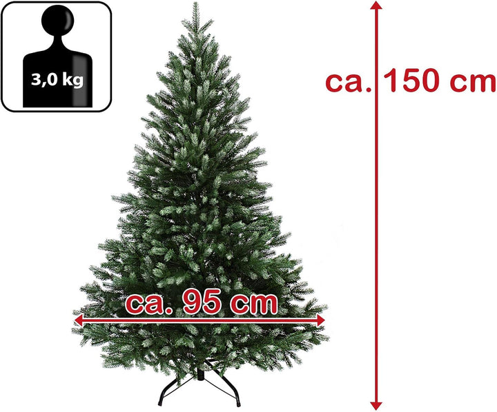 BB Sport Luxus Christbaum 150 cm Dunkelgrün-Puderzucker künstlicher Weihnachtsbaum PE/PVC Spritzguss