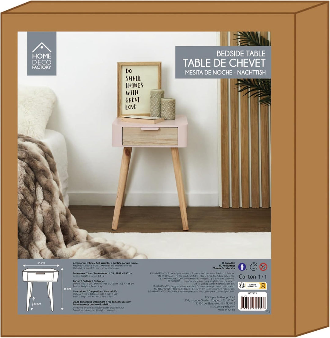 CMP Paris Bedside Table Two-Colour 48 x 40 x 35 cm Pink