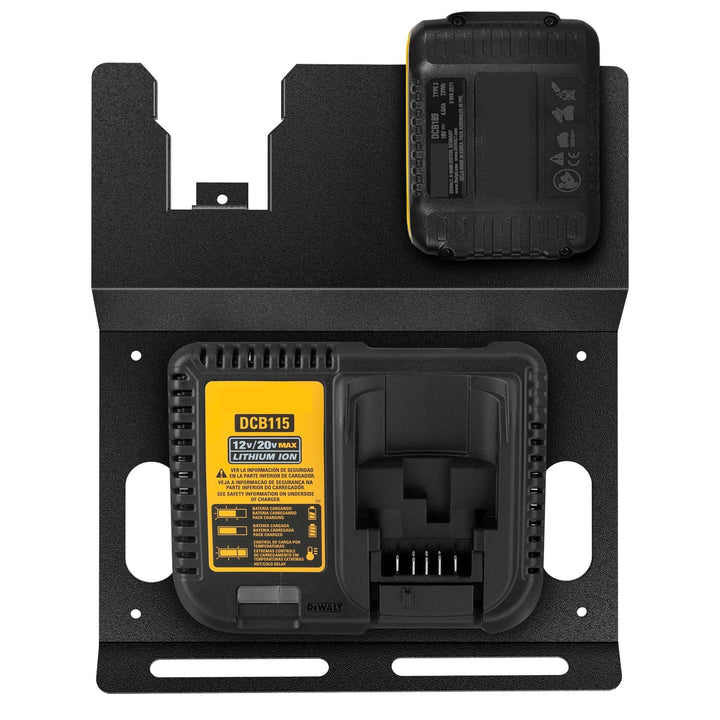 JYiuog Wandhalterung für DeWalt 20V Akku und DCB115 Ladegerät, robuster Metall Schwarz 2 Akkuhalter