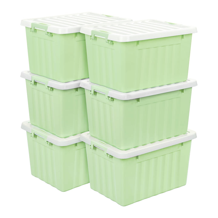 Cetomo 15 l x 6 Kunststoff-Aufbewahrungsbox, grün, Tragetasche, Organisationsbehälter mit robustem D