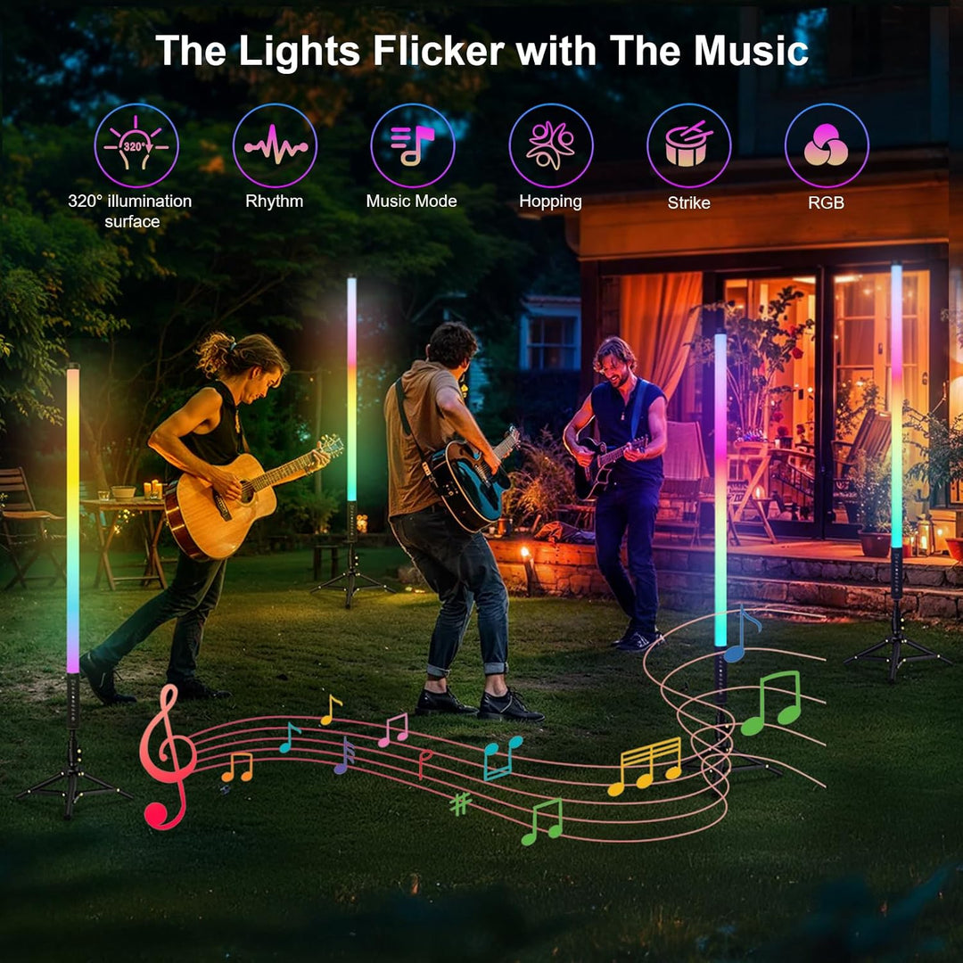 2 Stück 90cm LED Videolicht Mood1 Pro mit Stativ, LED Handheld Fotografie Lichtdimmbar und Musikmodu