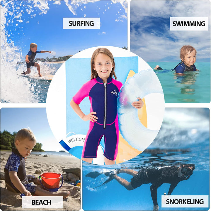 NATYFLY Kids Shorty Neoprenanzug 2.5mm Kinder Neopren Thermal Badeanzug UV-Schutz Badeanzüge für Mäd