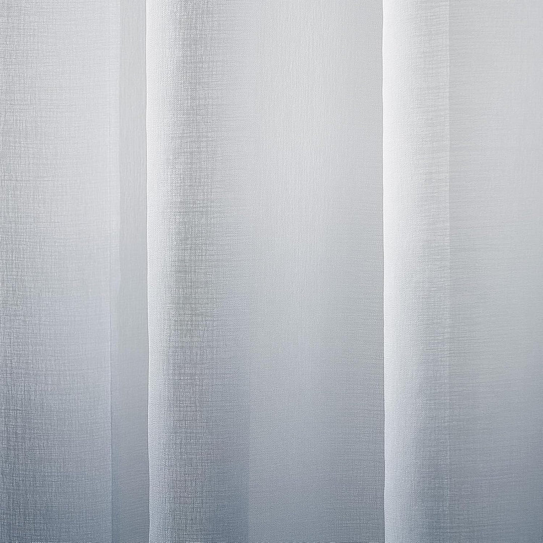 MRTREES Voile Gardinen Farbverlauf Leinenoptik Transparent Vorhang Kurz Tüllvorhang mit Ösen in Grau
