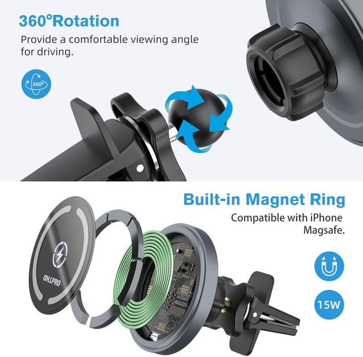 Magnetische kabellose Kfz Ladegeräthalterung, Kompatibel mit MagSafe Autohalterung und iPhone 14/14