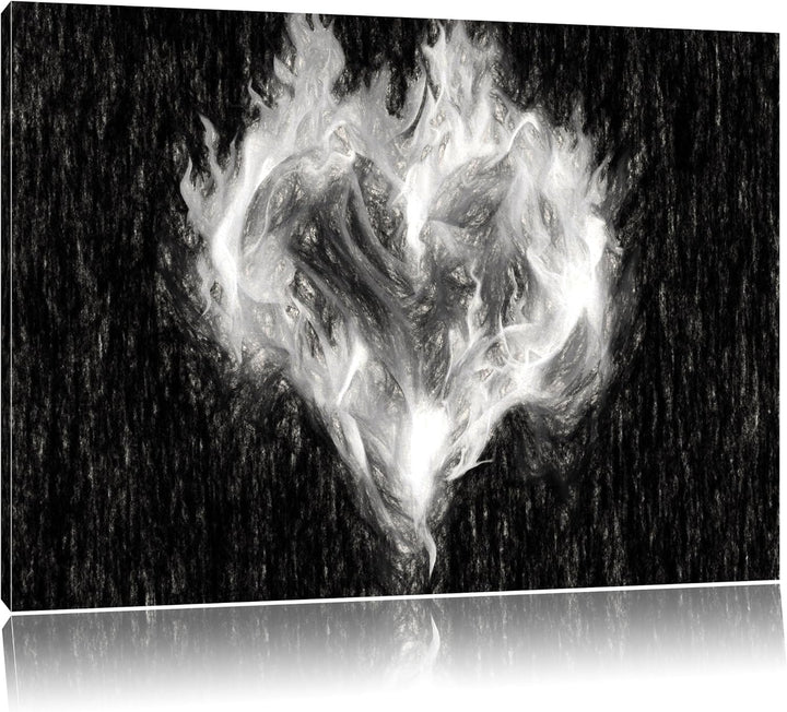 Pixxprint Dark - Herz aus Feuer und Wasser als Leinwandbild/Grösse: 100x70 cm/Wandbild/Kunstdruck/fe