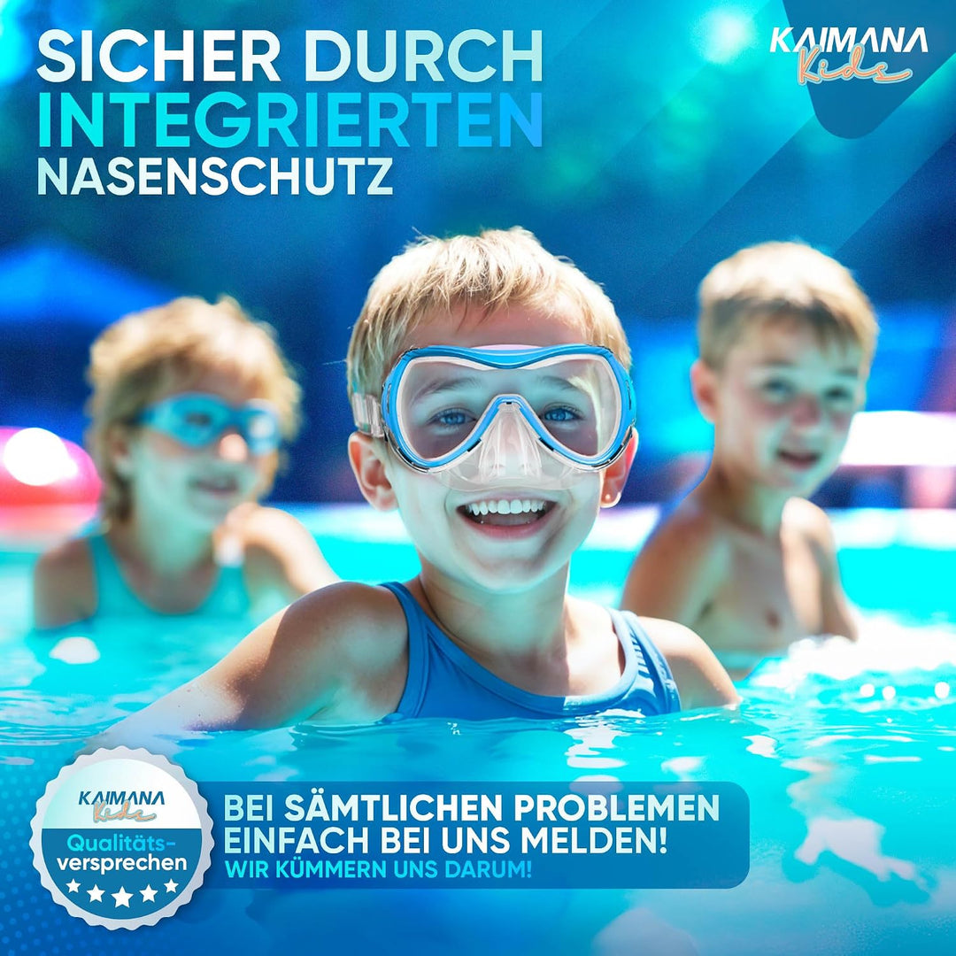 KAIMANA® Taucherbrille Kinder inkl. gratis Tragetasche | ab 3 Jahre | extra Bequeme Taucherbrille mi