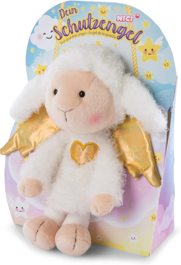 Kuscheltier Schutzengel La La Lammie 30cm mit goldenem Herz & Flügeln in Geschenkbox – Schaf-Engel P