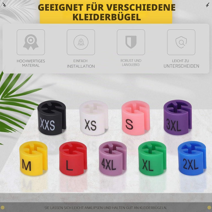 Mardatt Kleiderbügel-Grössenmarkierer, Farbkodierung, Kleidergrössenmarker, Etiketten-Set, 9 Grössen