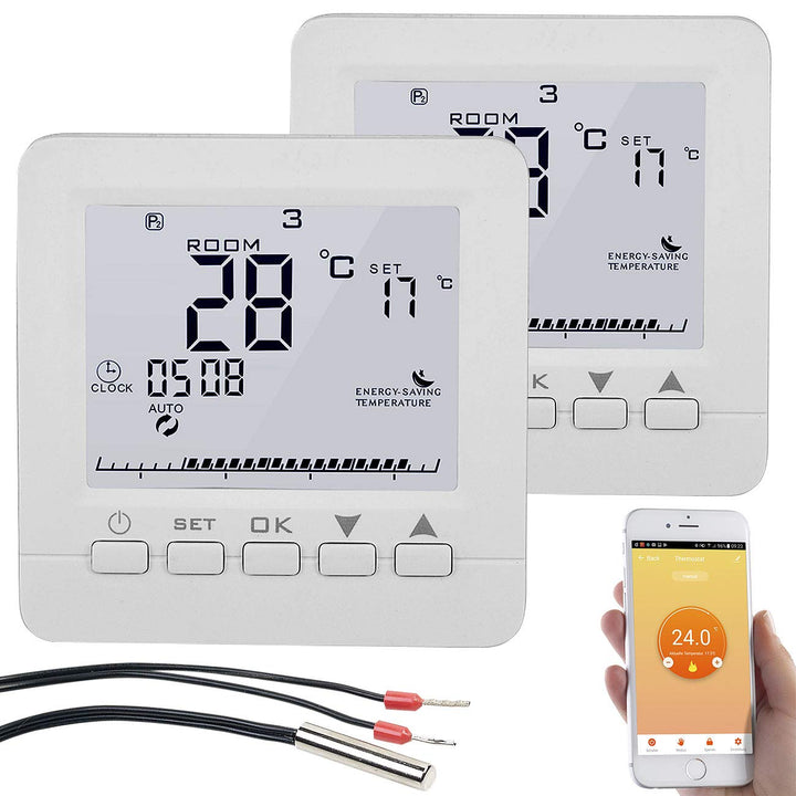 revolt WLAN Raumthermostate: 2er-Set WLAN-Thermostate für Fussbodenheizung, für Siri, Alexa & GA (Wi