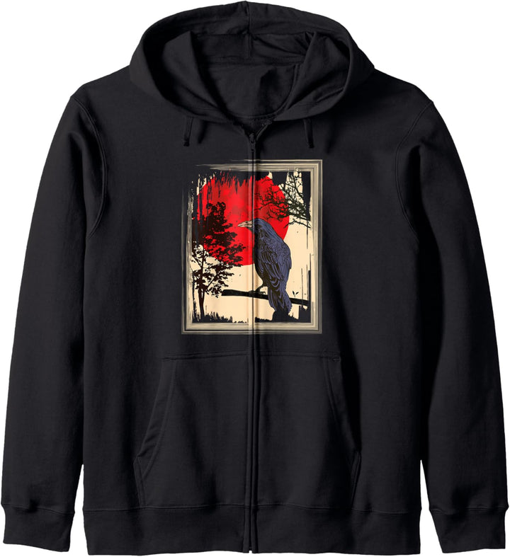 Gothic Red Moon Black Crow Kapuzenjacke