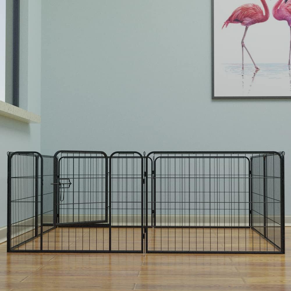 Qianruida Welpenlaufstall Welpenauslauf 60 cm Hoch Hundelaufstall Für drinnen und draussen 8-Stück 8