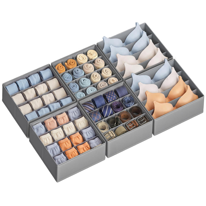 SONGMICS Schubladen-Organizer aus Vliesstoff, Faltbare Aufbewahrungsboxen, 6er Set, 28 x 26 x 10 cm