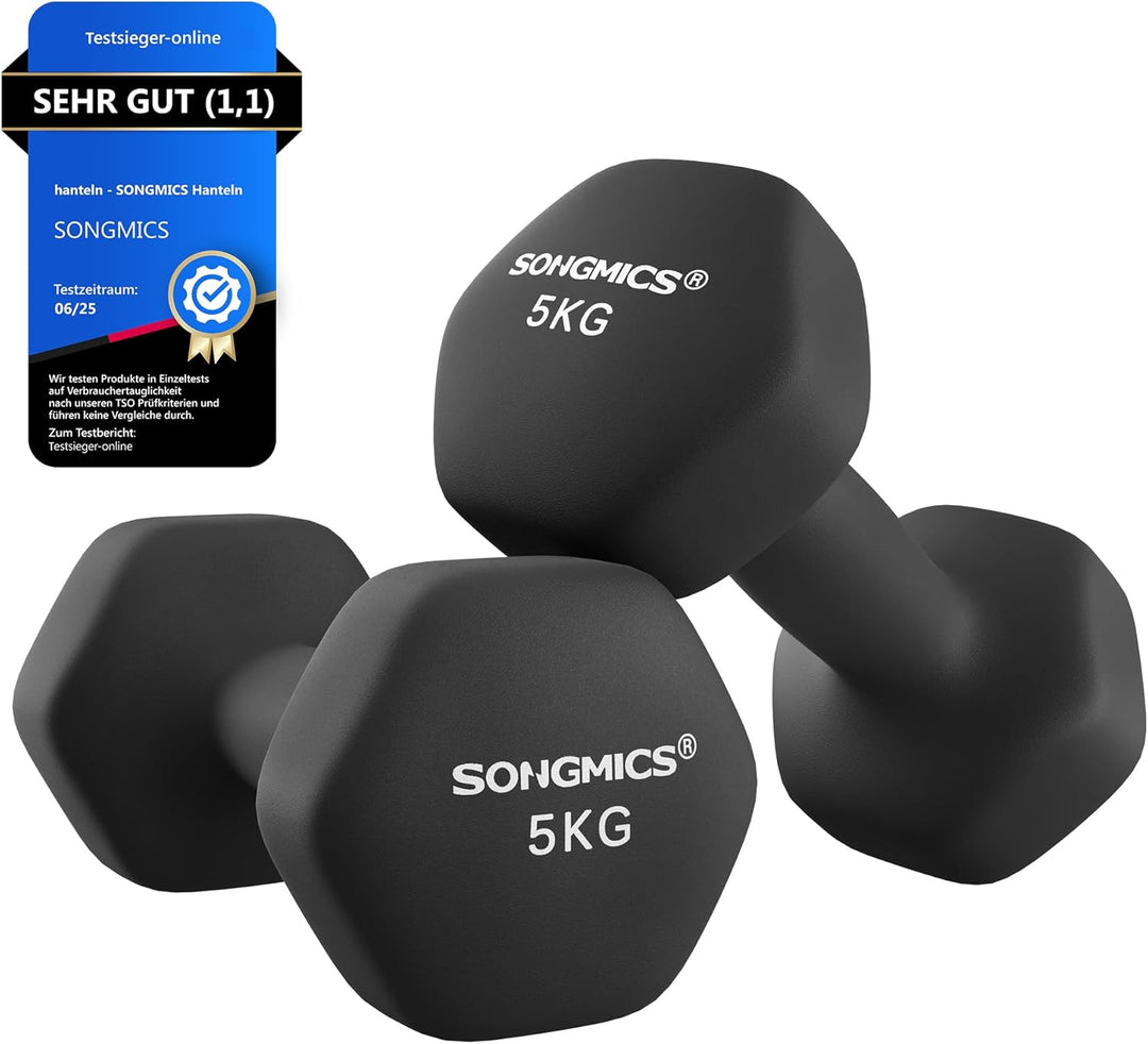 SONGMICS Hanteln, 2er Set,Hantelset, Kurzhanteln, Hexagon, Neopren-Beschichtung, Krafttraining, Work