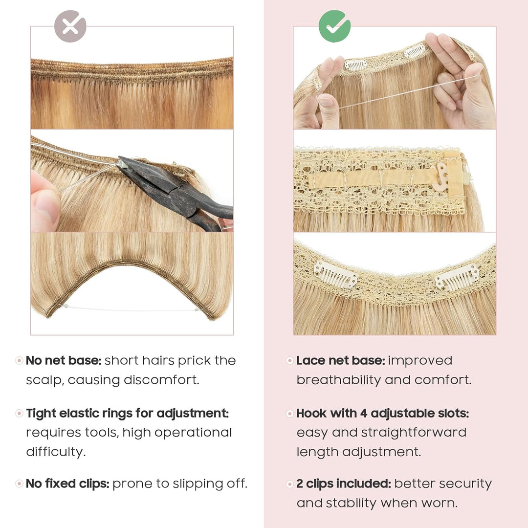 Extensions Echthaar mit Gummiband, Silk-co Wire in Extensions Aschblond Highlights Bleichblond 65g,