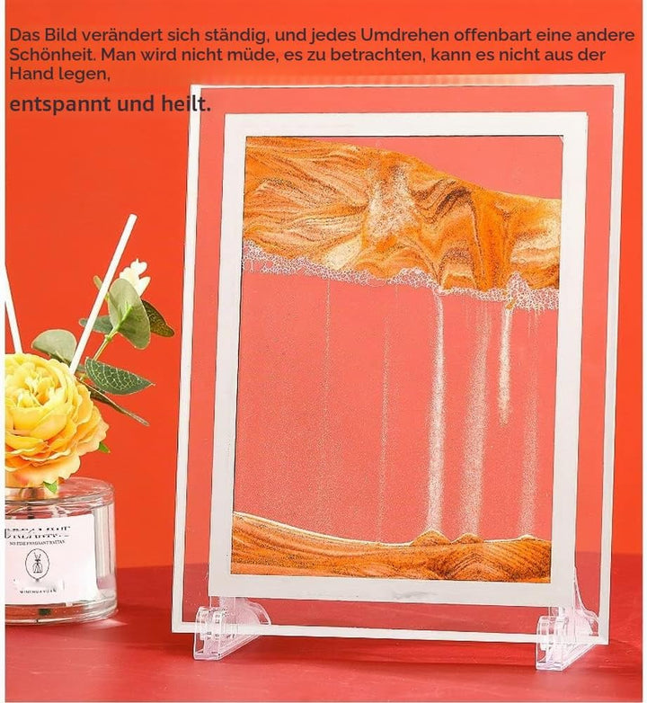 Bewegliches Sandkunstbild, dynamisches Sandbild, goldene Desktop-Sandkunst für Heimdekoration und Bü